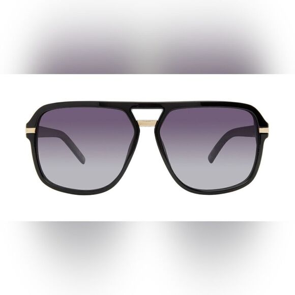 Like-New The Bruce 2.0 Black Sunglasses with Gold Accents - Picture 3 of 8